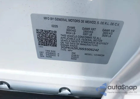 2025 Honda Prologue Elite из США, поврежденный, VIN 3GPKHZRJ5SS506242